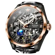 Skeleton Mens Automatic Watches Mechanical Luxury Dress Leather Self Winding ...