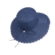 Summer Straw Hat for Women Sun-shade Seaside Ultraviolet-proof Beach Hat Foldable Hat Pearl navy