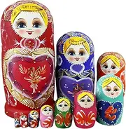 Nesting Dolls 1 Set(10Pcs) Girl Pattern Matryoshka Doll Wooden Colorful Matrioshka Russian Nesting Dolls Stacking Toys for Kids, Home Decoration, Gifts for Kids Matryoshka Doll Matrioshka