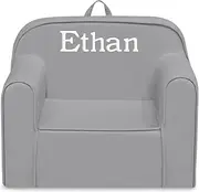 Delta Children Cozee Chair for Kids - 1 Seater Foam Toddler Couch can be Personalized with Name, Has Removable Cover for Easy Machine Washing (25x18x20.5 Inches, Light Gray)