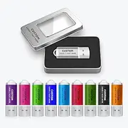 Personalized USB Flash Drive, 100 Pack Custom Pen Drive USB 2.0 Memory Stick Thumb Drive, Ideal for Corporate Gifts, Business Events and Promotional Giveaways (8 GB,with Metal Box)