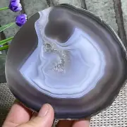 Natural Polished Brazilian Agate Geode Slab / Slice stripe Waterlines 169g b4