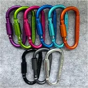 9 Pieces D-Ring Carabiners, 8cm flattened with Lock，D-Ring Aluminum Alloy Climber Lock Ring Key Ring Lock Ring Buckle for Outdoor, Fishing, Hiking, Traveling, Fishing, Backpack