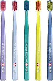Curaprox 5 x Toothbrush CS 3960 Super Soft - Manual Toothbrush for Adults with 3960 Super Soft Curen Bristles - Pack of 5, Random Colour