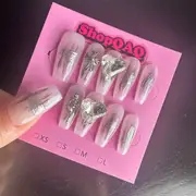 Black & White Prologue" Gradient Dark Cyberpunk Handcrafted Press-On Nails