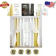 Double Layer Ombre Blackout Curtains - 2 Panels, 84" Length for Modern Spaces