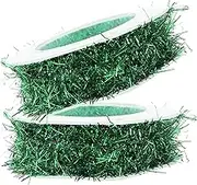ASAKKURA 2 Rolls Metal Yarn Festival Hanging Ribbon Christmas Decorations Holiday Ribbons for Crafts Decorative Transparent Snowflake Ribbon Christmas Tree Ribbon Delicate Garland Strip