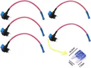 12v Car Add-a-circuit Fuse TAP Adapter Mini ATM APM Blade Fuse Holder Pack of 5
