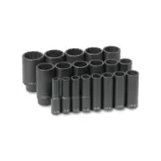 Grey Pneumatic Impact Socket Set, 1/2 Inches Drive, Sae, 12-Point