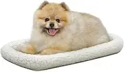 22L-Inch White Fleece Dog or Cat Bed w/Comfortable Bolster | Ideal for XS Dog Breeds & Fits a 22-Inch Crate | Easy Maintenance Machine Wash & Dry