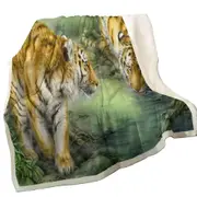 Wildlife Animal Art Two Tigers in the Jungle Throw Blanket