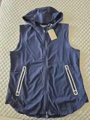 Peter Millar Jameson Flex Adapt Vest Women's Medium Blue Hooded Lightweight Golf