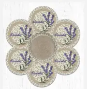 6 Braided Jute 10" Round Trivets with 1 Coordinating Basket. LAVENDER