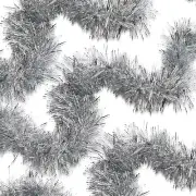 Christmas Silver Tinsel Garland Metallic Streamers 18 Feet
