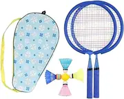 Kids Carrying Set: Outdoor Badminton Rackets with Bag, Full Comfort Handle Accessories for Teen Family Friends and Fun Games