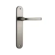 Iver Annecy Door Lever Handle on Oval Backplate Satin Nickel