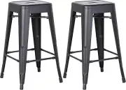 Backless Metal Barstools, Modern Industrial Light Weight Stackable Counter Heigh