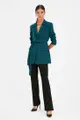 Belted Woven Lined Double Breasted Blazer with Closure