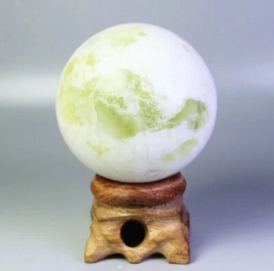 Natural Lantian jade Quartz Crystal Sphere Ball Stone Specimen Healing - Stand