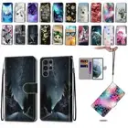 Flip Painted Leather Stand Wallet Phone Case For Samsung S20 FE S21 S22 Ultra +