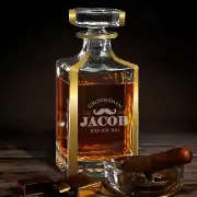 Custom Whiskey Decanter with Gold Trim Accents - Decanter ONLY