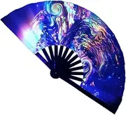 [Generic] Folding Fans Handheld | Chinese Glowing Kung Fu Tai Chi Craft Fan | Multi-Color Wedding Home Decoration Stage Performance Show Fluorescent Props For Dancing