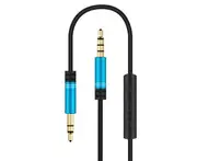 3.5mm Male Volume Control AUX Audio Adapter Cable with Mic for Speaker Headphone Black Blue