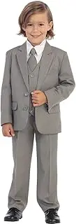 [Avery Hill] 5-Piece Boy's 2-Button Suit Tuxedo 5 Colors: Black White Ivory Khaki Light Gray