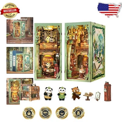3D Wooden Puzzle Book Nook Kit with LED Lights - Perfect Gift for Book Lovers