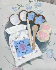 cookie mix set, felt play food, children's toy, spoon, rolling pin, durable