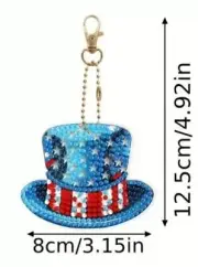 5D Diamond Keychain - Patriotic Hat