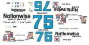 #75 Lake Speed Nationwise Pontiac 1/32nd Scale Slot Car Waterslide Decals