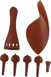 LIGHTAOTAO Wooden Violin Chin Rest Kit with Tuning Pegs Tailpiece Endpin Versatile Repair Parts for All Violin Brands Scratch Resistant for Professional Beginner Musicians