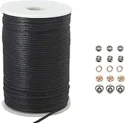 Black Satin Cord 2.5mm Nylon String 300 feet Satin Rattail Silk Cord for Kumihimo, Braided Bracelets, Pendants Necklace, Macrame Craft, Keychains Lanyards, Drawn String Bags