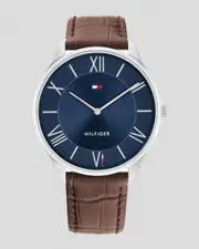 [Tommy Hilfiger] Tommy Hilfiger Men's Becker Watch in Steel/Navy One Size Steel/Navy