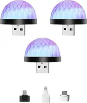 Lancoon 3 Pack USB Mini Disco Light Party Lights Ball with Mobile Phone Sound Activated Strobe for Home Room Party Birthday DJ Bar Karaoke Gifts for Kids and Adults(Black)