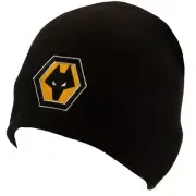 Wolverhampton Wanderers FC Beanie Hat BK, Adults One Size, Official Merchandise.