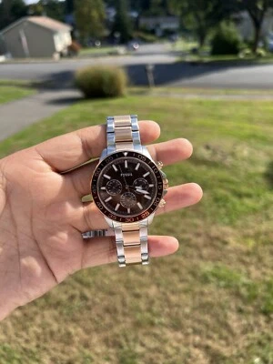 Fossil Multifunction Two-Tone Stainless Steel Watch rose gold /brown