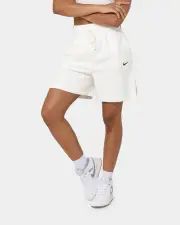 [Nike] Nike Women's Nike Sportswear Phoenix Fleece High-waisted Baller Shorts Sail/black - Size 16 (2XL) 16 (2XL) Black/Sail