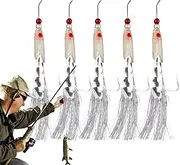 Fish Lures for Bass - 5X Boat Fishing Lures Luminous,Realistic Feathers Swimbait, Saltwater Angling Tackle for Crappie, Salmon, Cod, Bluegill, Mackerel, Pike