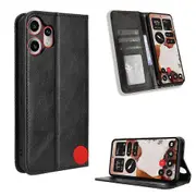 Magnetic Buckle Retro Texture Leather Phone Case Black For Nothing CMF Phone 2 Pro