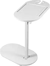 Adjustable Armchair Side Table – C Shaped Rotating Tray Table with Phone Slot for Sofa, Bed, Bathtub or Couch – Small End Table for Living Room, Bedroom, or Laptop Use (White)