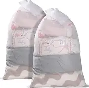WD&CD Mesh Laundry Bags with Drawstring, 2 Pack Extra Large Heavy Duty Delicates Washing Bag, Machine Washable Storage Bag for Travel Dorm, 24 * 35 inch, White