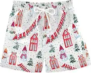 [RPLIFE] Boy Swimming Trunks, Toddler Swim Trunks 2t, Cute Snowman House White