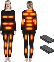 [IMYOGI] Cozy Heating Thermal Underwears Set, Men Women Battery Power Heated Base Layer Shirt and Pant with 3 Gear Temperature