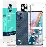 IBYWIND Screen Protector For OPPO Find X3 Pro 5G(6.7 Inches),with 2Pcs Flexible TPU Film,1Pc Camera Lens Protector,1Pc Backing Carbon Fiber Film [Fingerprint Reader,Easy to install]