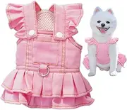 Dresses for Small Dogs - Cute Dog Clothes - Stylish Cowboy Overall Dress for Kitten Puppy, Decorative Outdoor Walking Cat Outfits