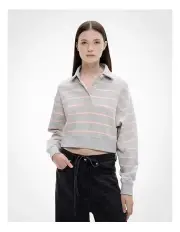 [Witchery] Jersey Polo Top in Grey Marle Multi