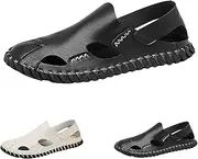 [Generic] Mens Adjustable Sandals Mesh Shoes Anti Slip Breathable Sports Head Half Slip Men's Shoes Hollow Out Large Mesh Breathable Board Shoes Slides for Men Size 9