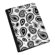 BLACK & WHITE PAISLEY PATTERN PASSPORT HOLDER WALLET COVER UK EU UNIVERSAL